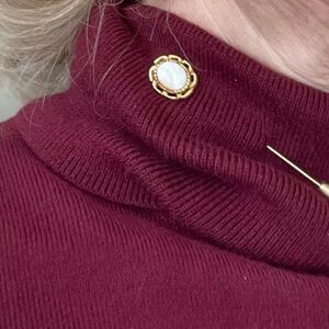 Vintage 1960s Empress Genuine Opal Brooch or Scarf Gold Pin in Original Box